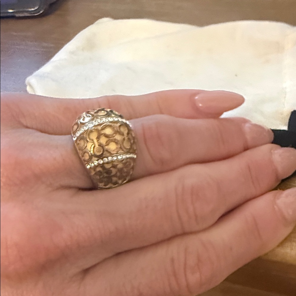 Coach Gold-Tone Patterned Ring - image 3